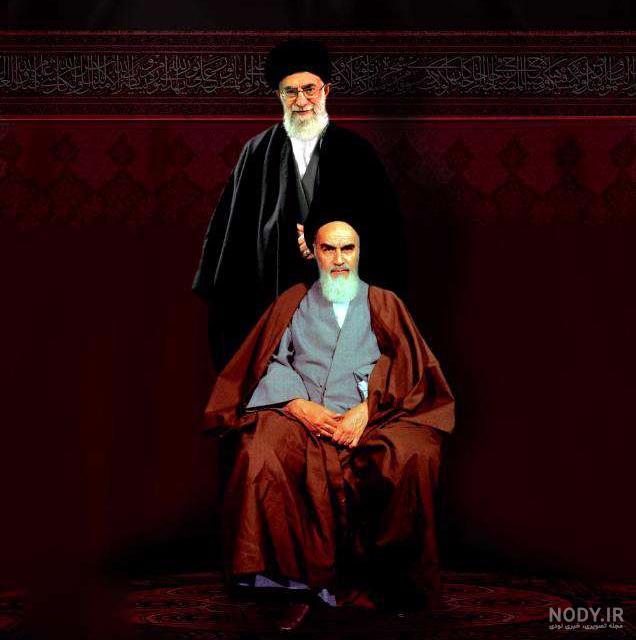 عکس با کیفیت حضرت خامنه ای با عمامه و عبا مشکی و پرچم ایران در کنارش – عکس  با کیفیت و تصاویر استوک حرفه ای
