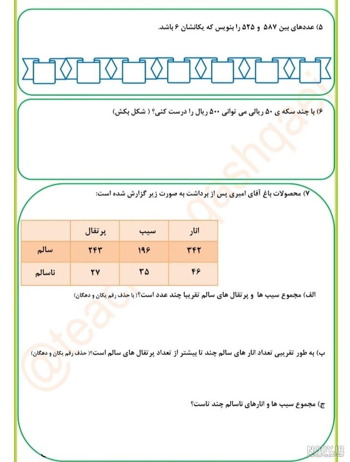 عکس سکه کلاس دوم ابتدایی