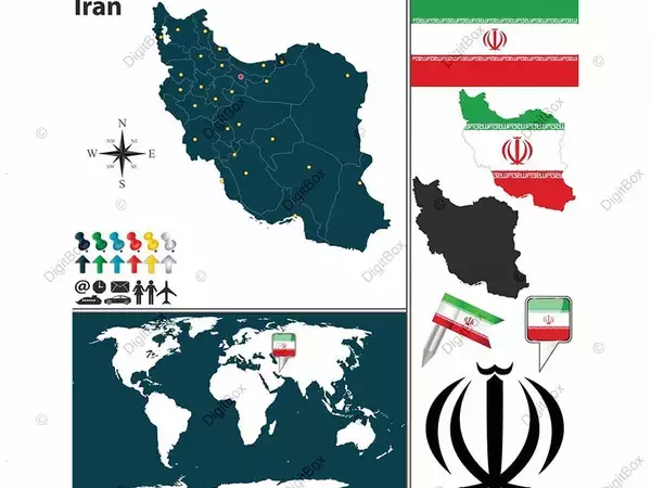 تصویر با کیفیت نقشه کشور ایران به رنگ پرچم