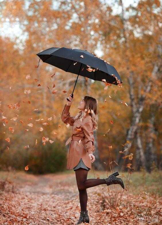 ژست عکاسی دخترانه پاییزی