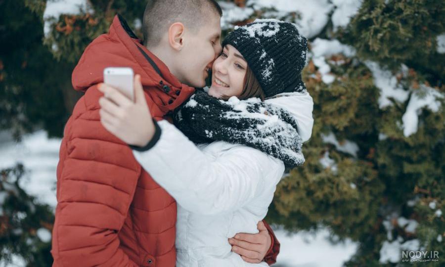 ژست عکس در برف برای آقایان و خانم ها