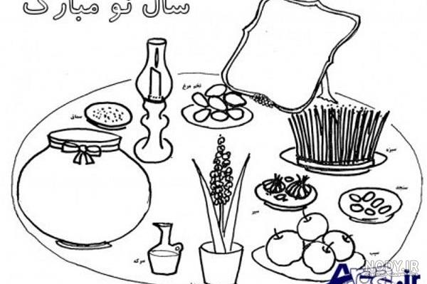 نقاشی ساده و کودکانه سفره هفت سین نقاشی ساده و کودکانه سفره هفت سین