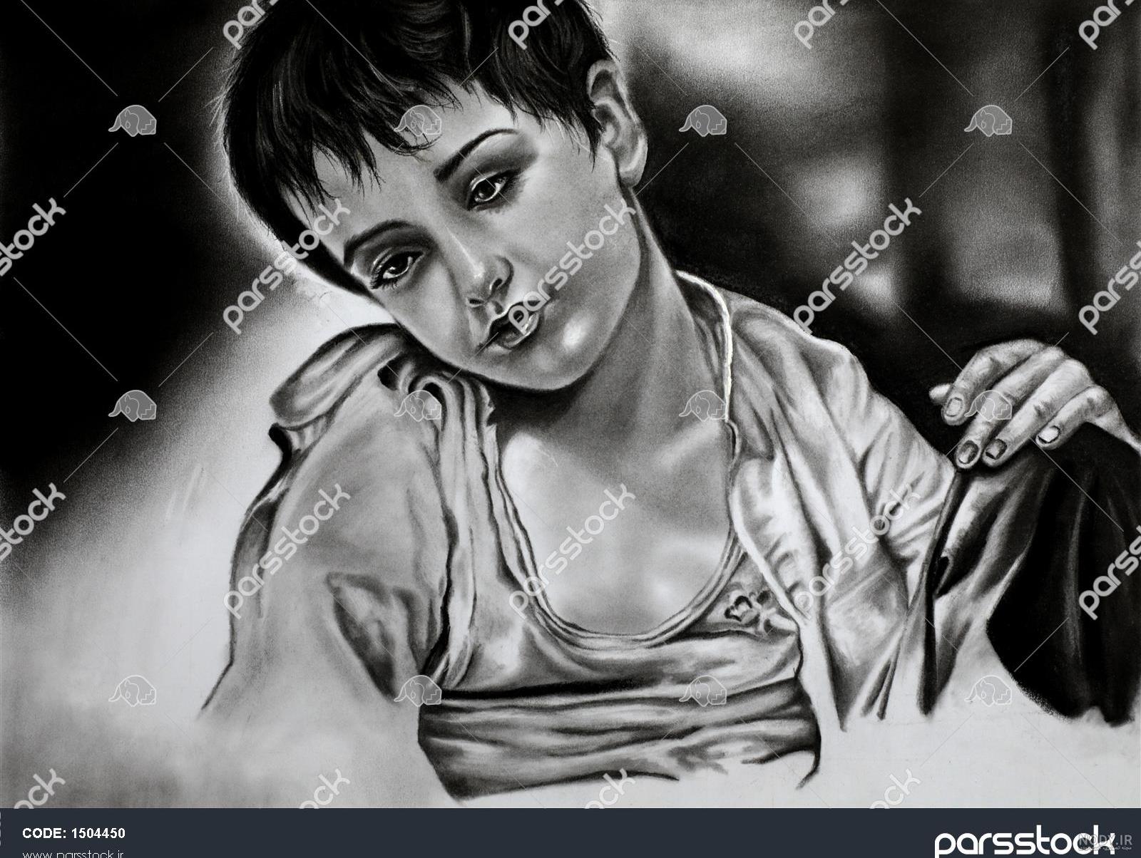 نقاشی سیاه قلم غمگین پسرانه نقاشی سیاه قلم غمگین پسرانه