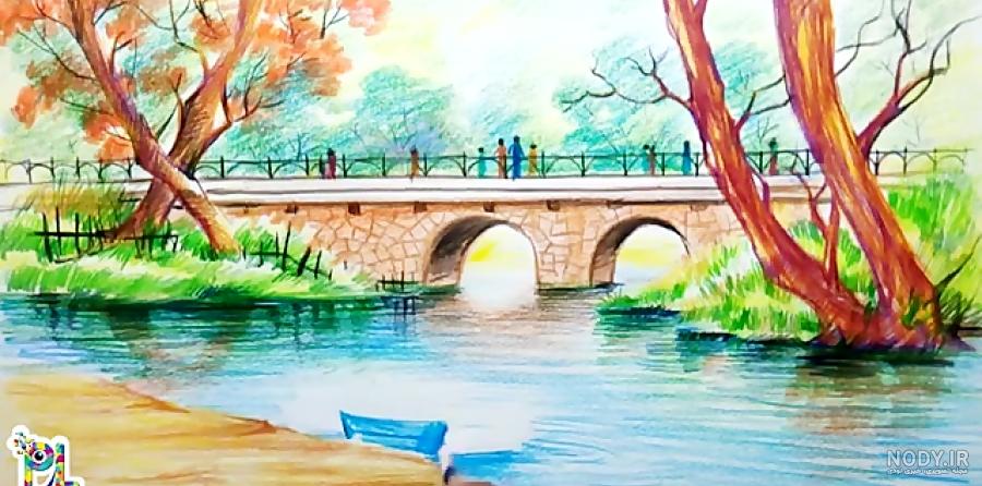 نقاشی طبیعت : 40 نقاشی ساده طبیعت برای رنگ آمیری کودکان