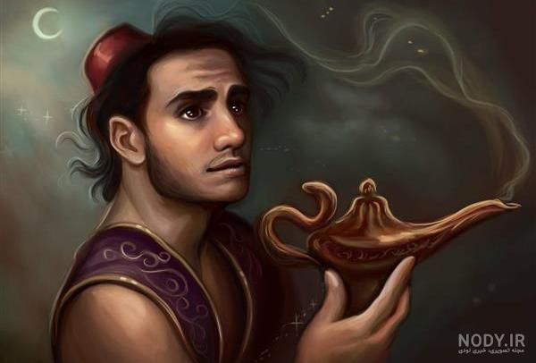 نقاشی غول چراغ جادو ساده