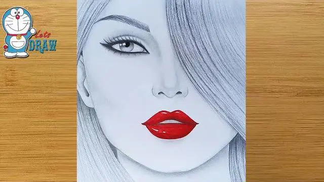 نقاشی لب آسان با مداد