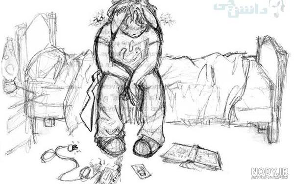 نقاشی کودکانه آدم ناراحت