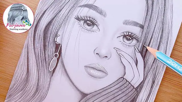 آموزش نقاشی سیاه قلم دخترانه با ماسک