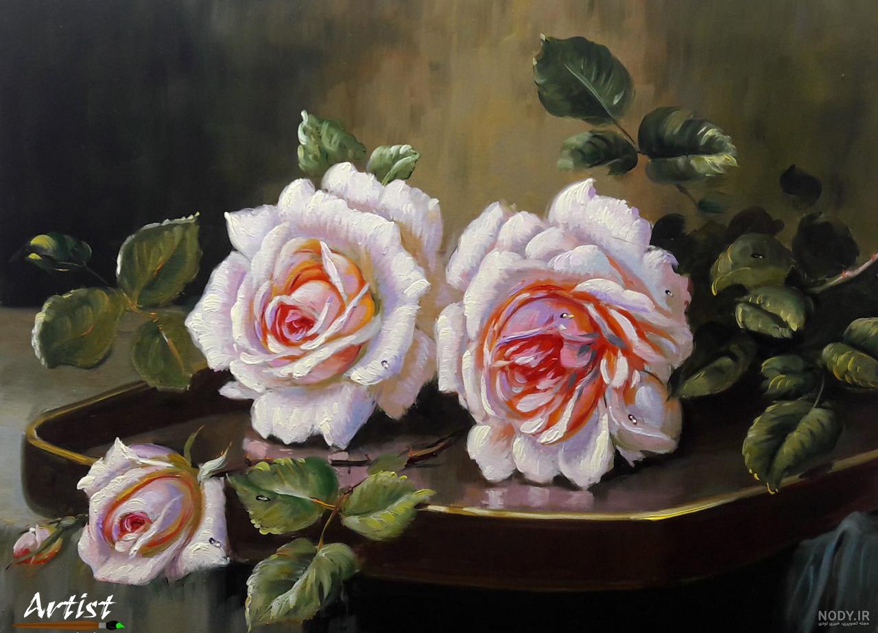 نقاشی آبرنگ گل رز
