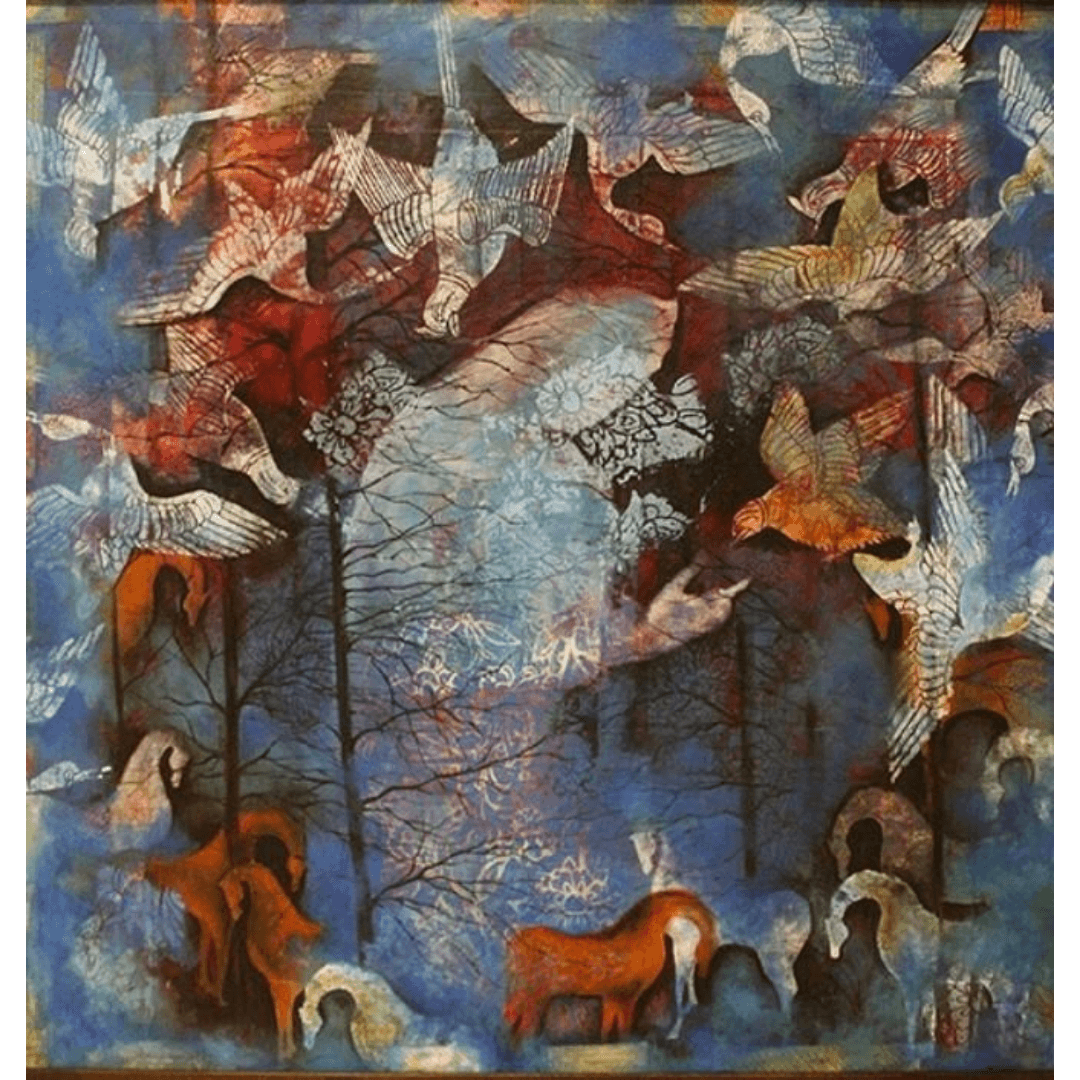 نقاشی رنگ روغن مدرن دختر