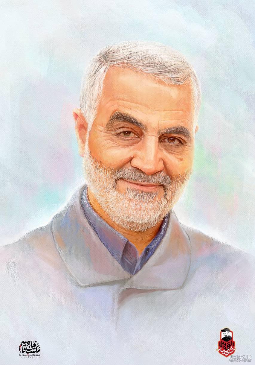 نقاشی قاسم سلیمانی با سیاه قلم
