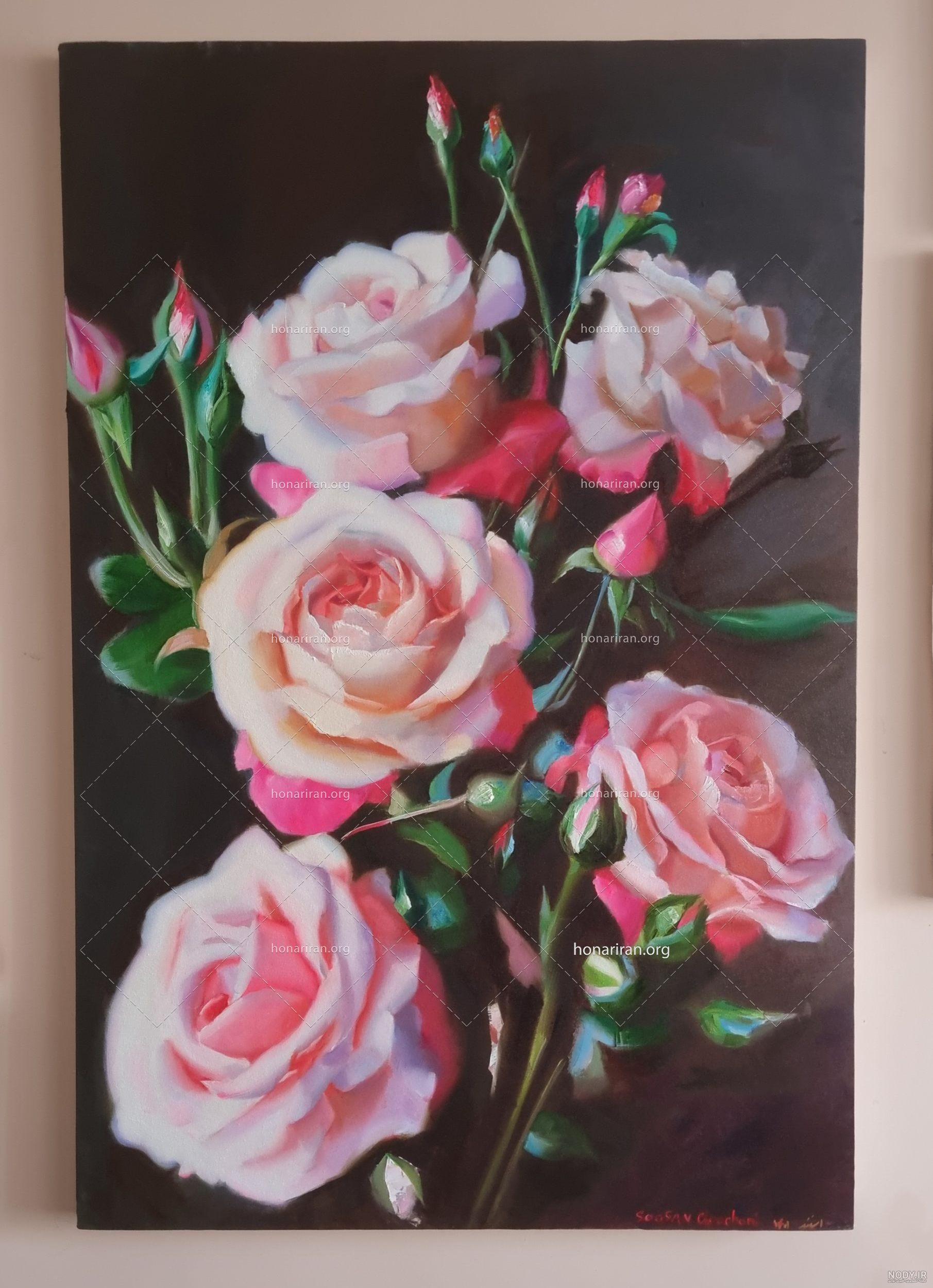 نقاشی گل رز حرفه ای