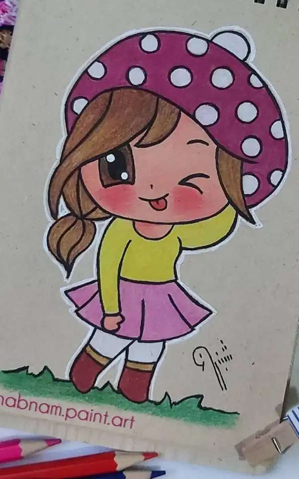 ایده طرح نقاشی با مداد رنگی دخترانه