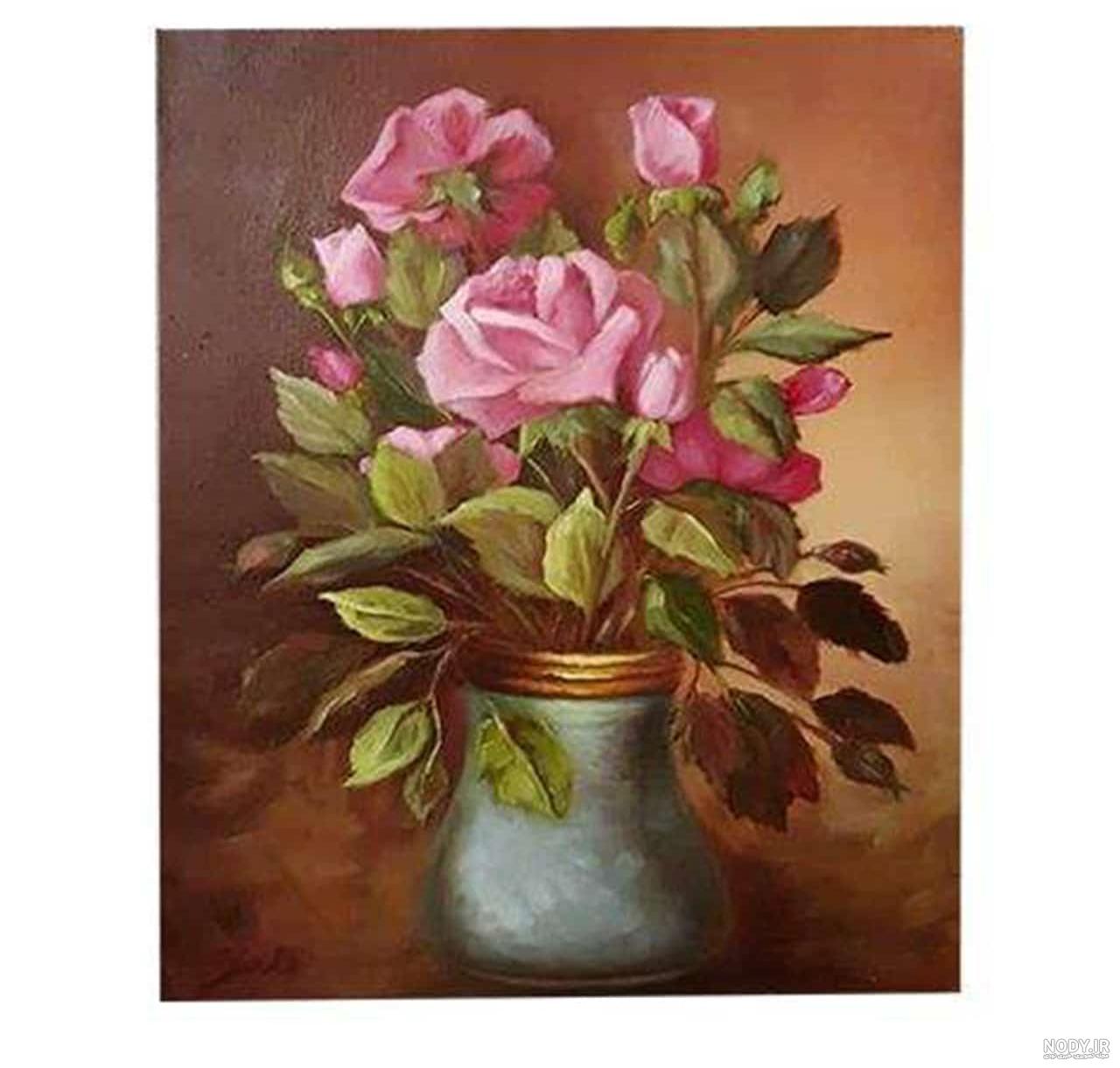 طرح نقاشی رنگ روغن گل و گلدان طرح نقاشی رنگ روغن گل و گلدان