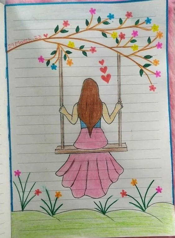 نقاشی دخترانه جدید آسان کلاس سوم