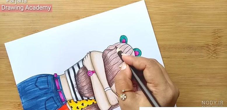 نقاشی دخترانه زیبا و آسان رنگی جدید