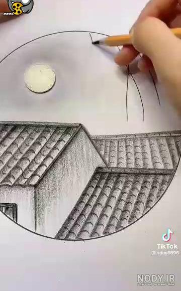 آموزش نقاشی سیاه قلم دخترانه در دایره