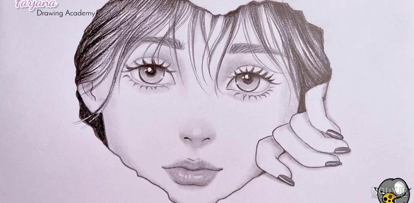 طراحی نقاشی دخترانه با مداد سیاه طراحی نقاشی دخترانه با مداد سیاه