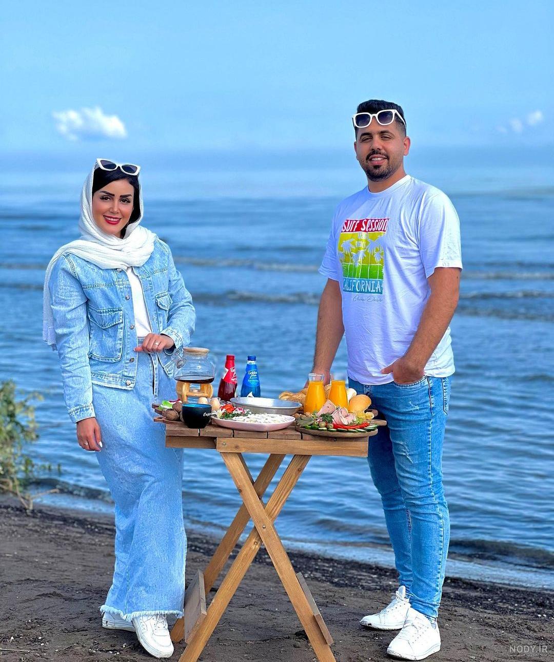 مدل عکس دونفره لب ساحل