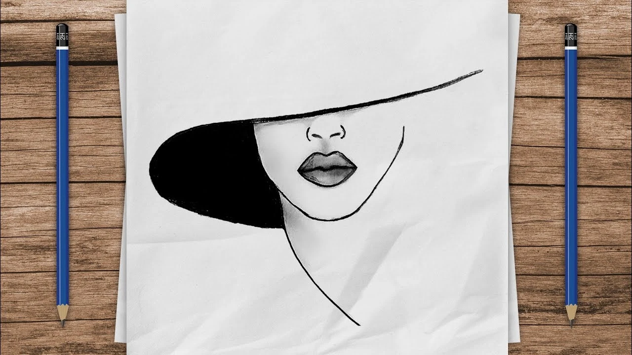 نقاشی دخترانه با سیاه قلم آسان نقاشی دخترانه با سیاه قلم آسان
