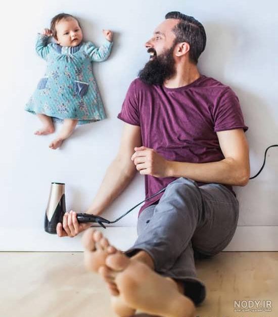 عکس پدر و دختر بچه