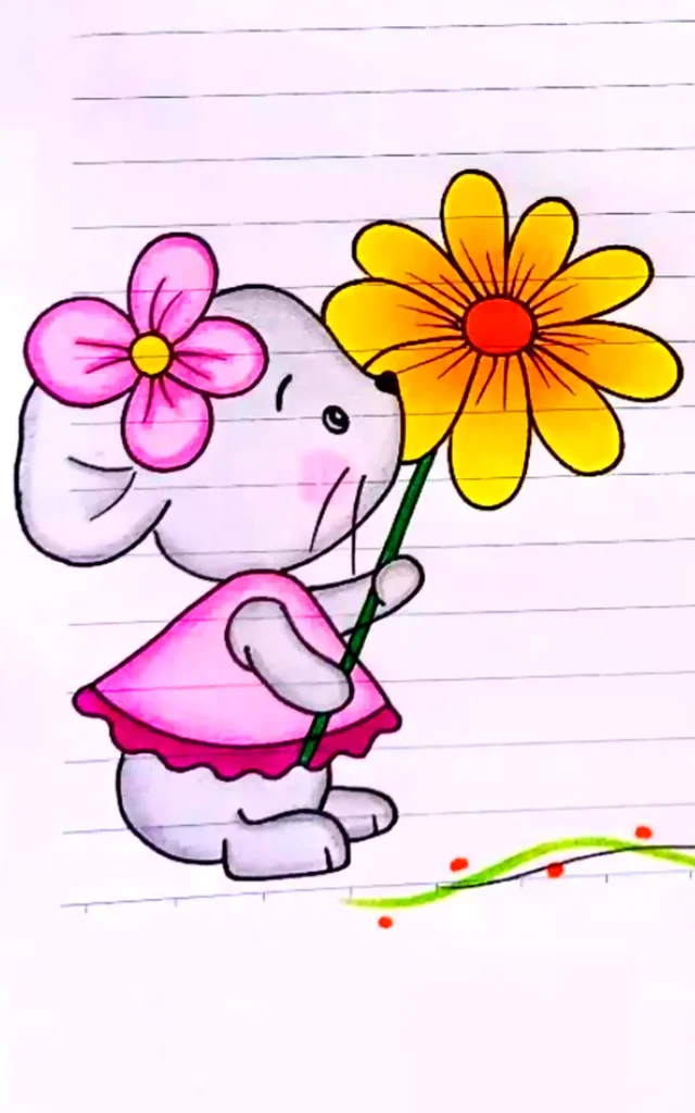 نقاشی گل برای دفتر مشق کلاس اول