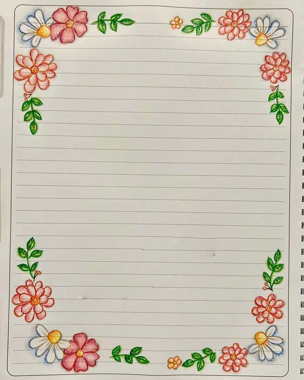 نقاشی گل در کنار دفتر مشق