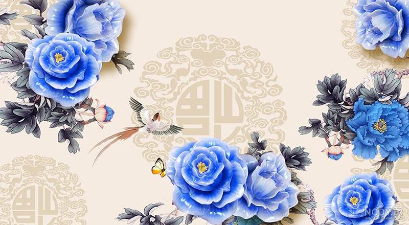 گل رز آبی نقاشی