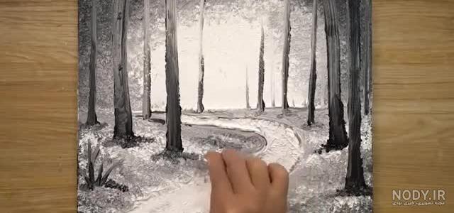 آموزش نقاشی سیاه قلم جنگل آموزش نقاشی سیاه قلم جنگل