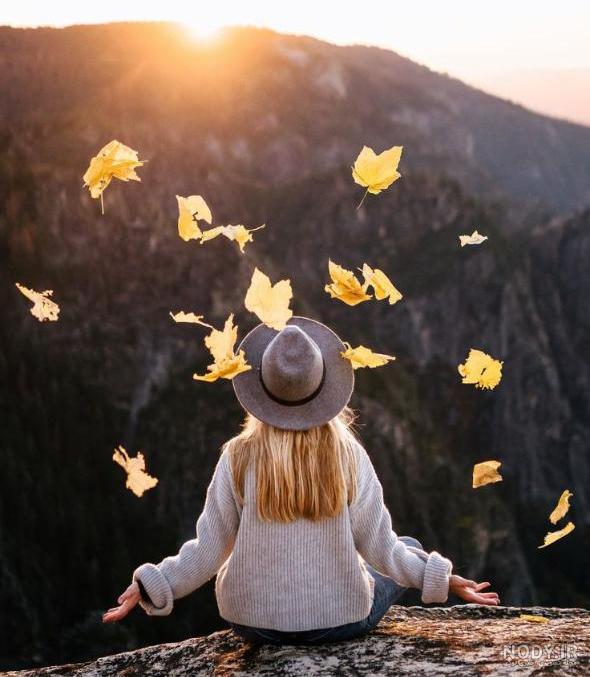 عکس دختر پاییزی از پشت سر برای کیک