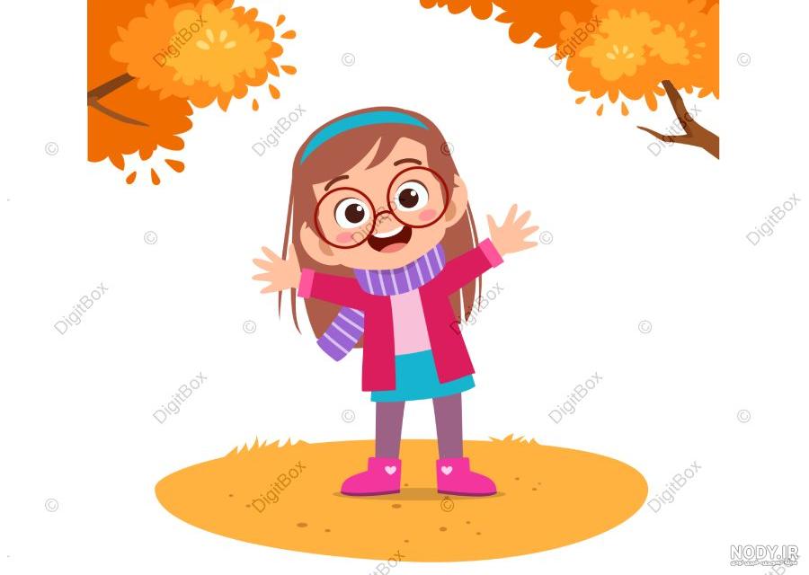 عکس دختر پاییزی از پشت سر کارتونی