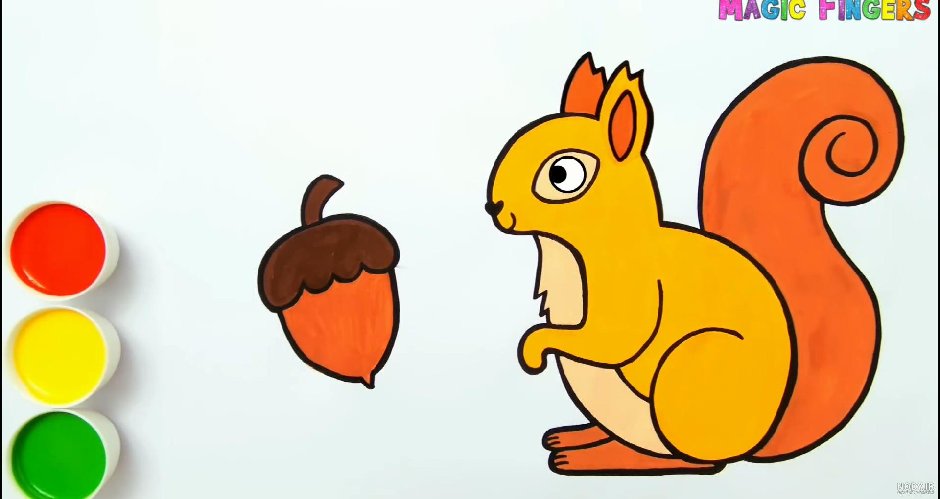نقاشی کودکانه سنجاب کارتونی