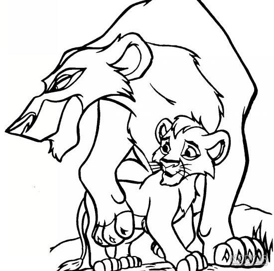 نقاشی کودکانه شیر در جنگل