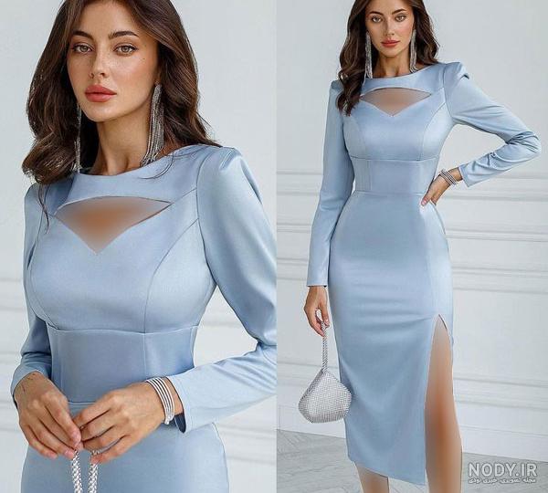 عکس لباس مجلسی با یقه دلبری عکس لباس مجلسی با یقه دلبری