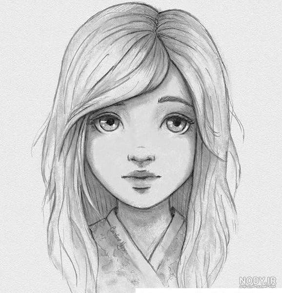 نقاشی فانتزی دخترانه با سیاه قلم