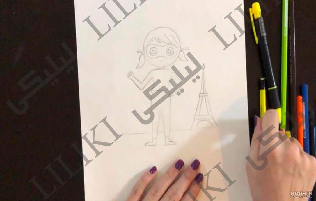 نقاشی دختر کفشدوزکی ساده و آسان