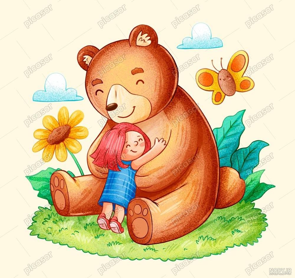 خرس تدی پیچیده شده با پتو صورتی 1472096
