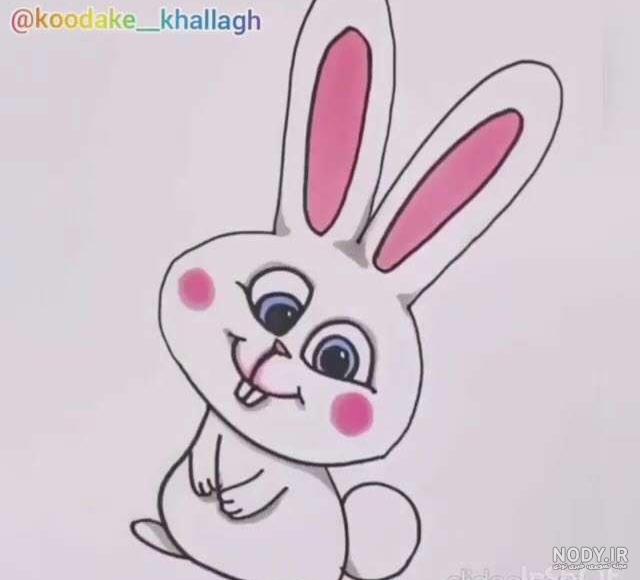 نقاشی خرگوش کودکانه ساده ایستاده نقاشی خرگوش کودکانه ساده ایستاده