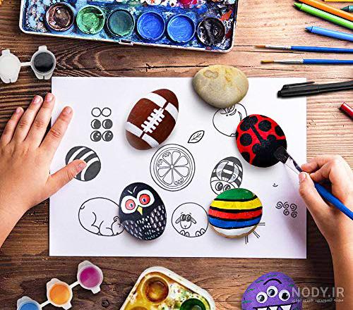 نقاشی روی سنگ؛ ۱۵ پیشنهاد جذاب برای استفاده از رنگ‌های آکریلیک