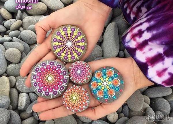 نقاشی ساده روی سنگ با گواش