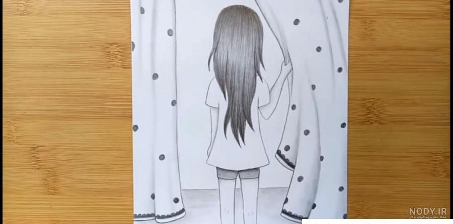 ساده طرح نقاشی با مداد رنگی دخترانه