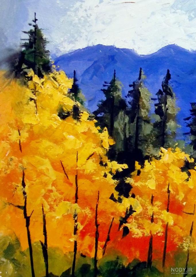 نقاشی با آبرنگ ساده طبیعت