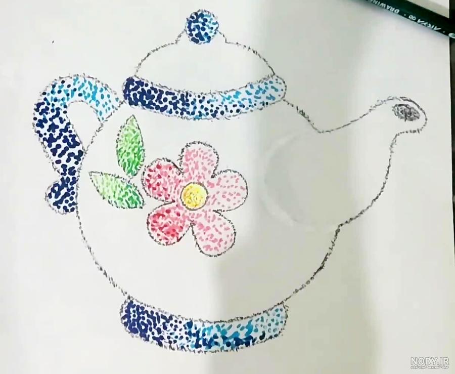نقاشی با نقطه گذاری ساده با مداد