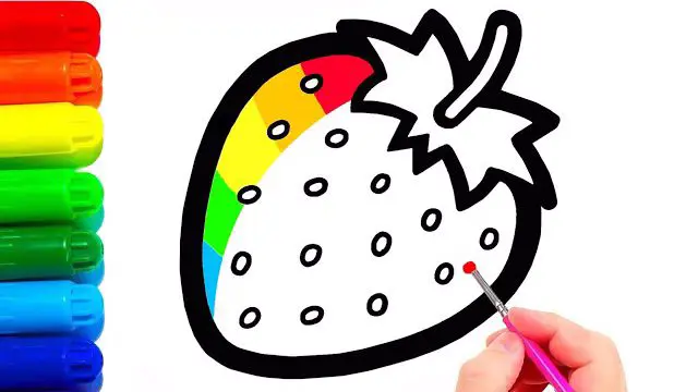 نقاشی توت فرنگی؛ ۱۵ عکس جذاب با مداد رنگی آسان برای کودکان افراد مبتدی -  گلی خانوم