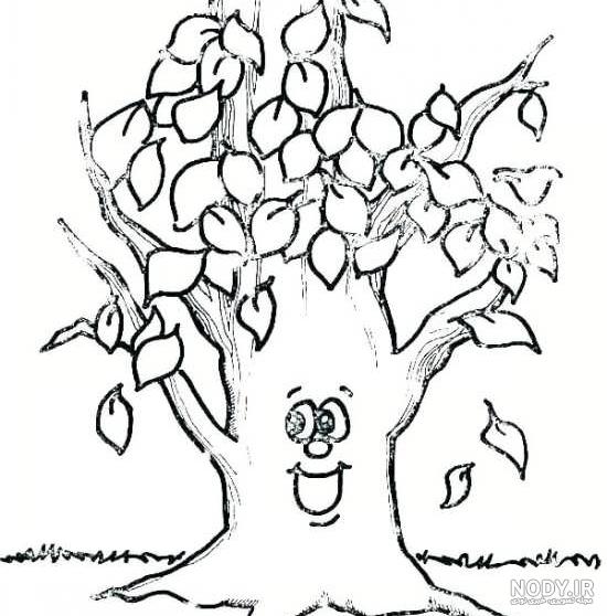نقاشی درخت پاییزی ساده و زیبا