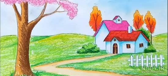 نقاشی منظره ساده با آبرنگ نقاشی منظره ساده با آبرنگ