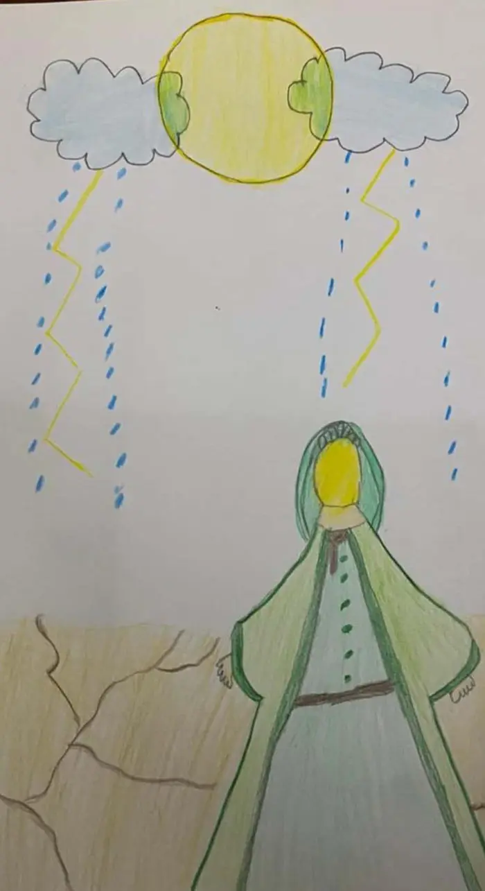 نقاشی نماز باران سخت
