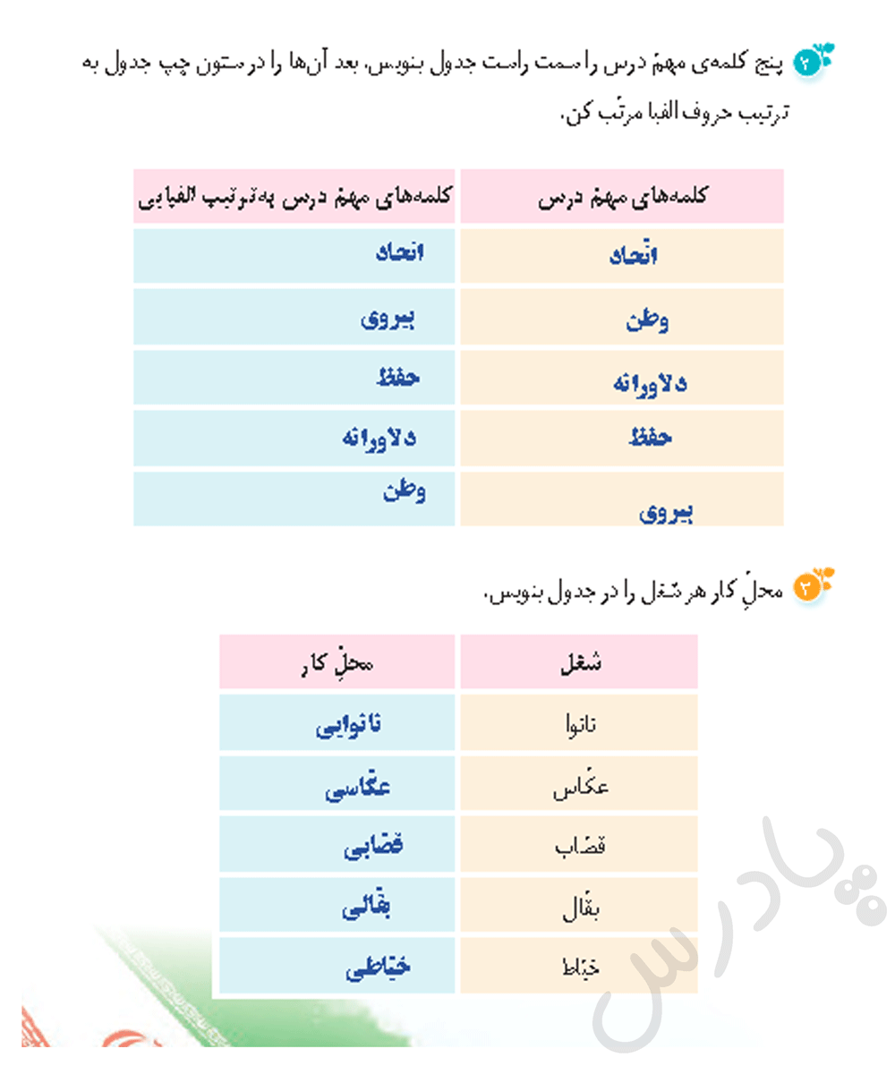 عکس صفحه ۴۳ نگارش سوم
