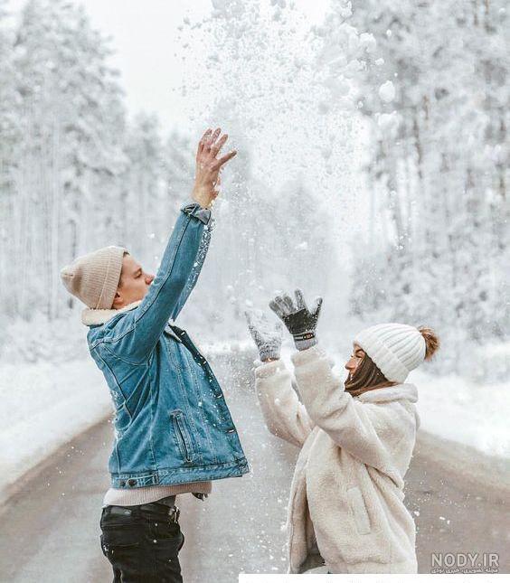 عکس دونفره برفی عاشقانه عکس دونفره برفی عاشقانه