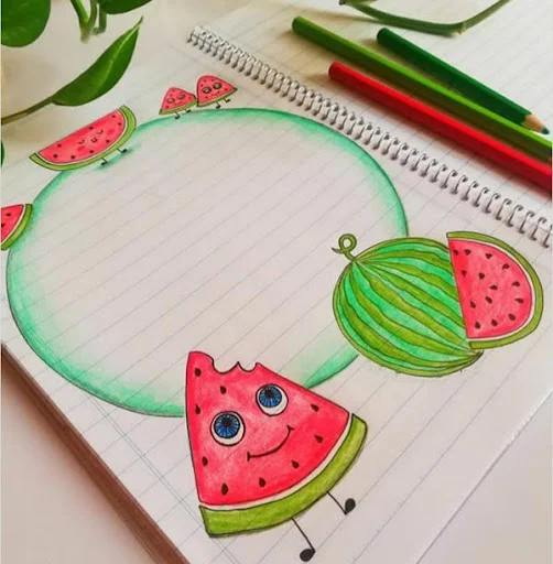 نقاشی شب یلدا با مداد رنگی انار